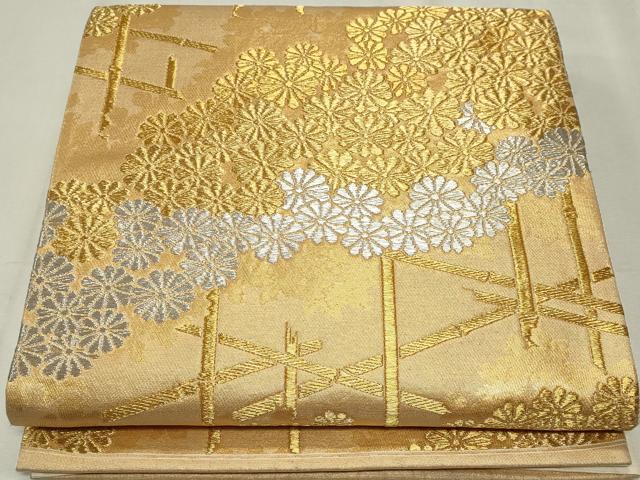 平和屋着物◎六通柄袋帯　籬花文　金銀糸　正絹　逸品　CABF6659ou