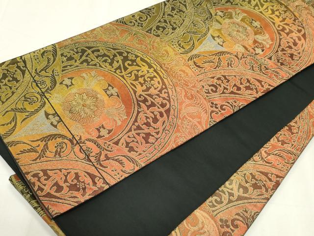 平和屋着物◎六通柄袋帯　花唐草文　金糸　正絹　逸品　CABF6667ou