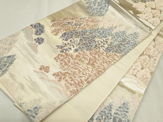平和屋着物◎六通柄袋帯　唐織　樹林文　金銀糸　正絹　逸品　CABF6670ou