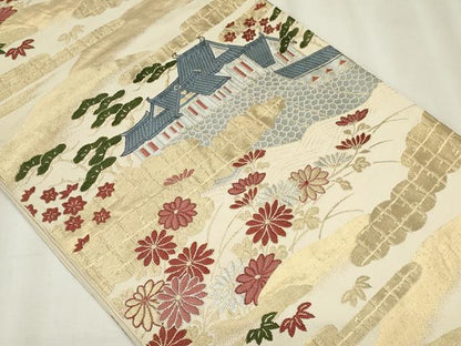 平和屋着物◎六通柄袋帯　唐織　風景文　金銀糸　正絹　逸品　CABF6674ou