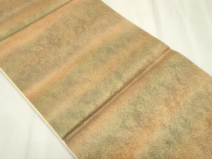 平和屋着物◎全通柄袋帯　霞文　金糸　正絹　逸品　CABF6675ou