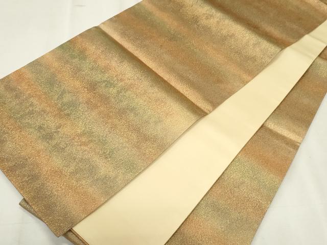 平和屋着物◎全通柄袋帯　霞文　金糸　正絹　逸品　CABF6675ou