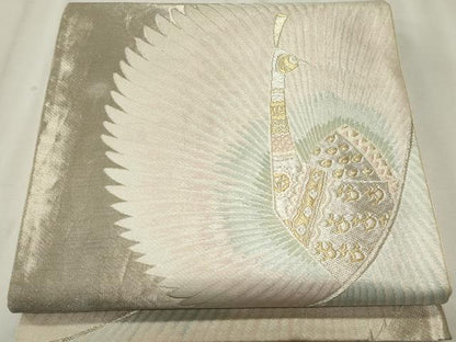 平和屋着物◎六通柄袋帯　唐織　孔雀文　金銀糸　正絹　逸品　CABF6683ou