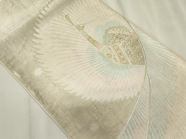平和屋着物◎六通柄袋帯　唐織　孔雀文　金銀糸　正絹　逸品　CABF6683ou