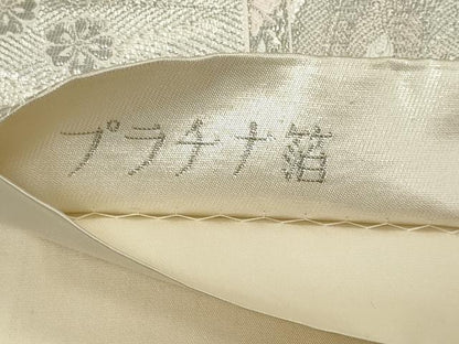 平和屋着物◎六通柄袋帯　唐織　染錦屏風孔雀文　プラチナ箔　正絹　逸品　CABF6684ou