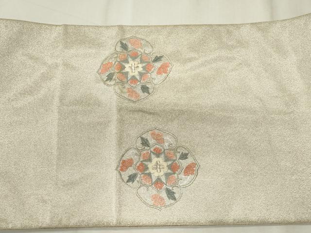 平和屋着物◎六通柄袋帯　綴れ　総刺繍　花鳥文　銀糸　正絹　逸品　CABF6689ou
