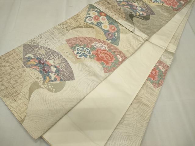 平和屋着物◎六通柄袋帯　唐織　地紙草花文　金銀糸　正絹　逸品　CABF6693ou