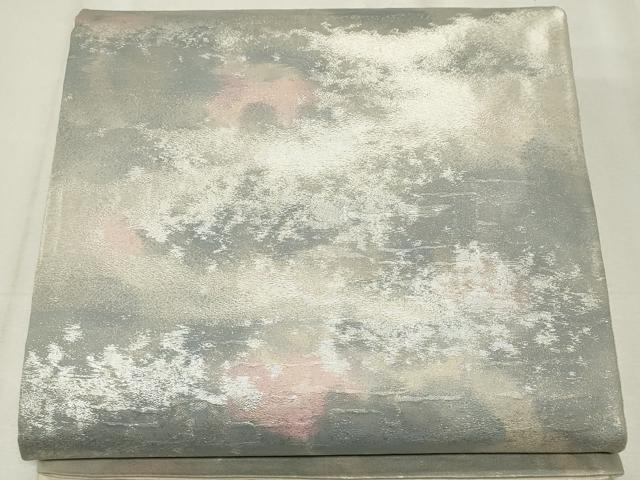 平和屋着物◎六通柄袋帯　霞文　金銀糸　引箔　正絹　逸品　CABF6695ou