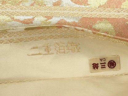 平和屋着物◎西陣　服部織物謹製　六通柄袋帯　こはく錦　鳳凰花文　二重箔織　金銀糸　三越扱い　正絹　逸品　CABF6705ou