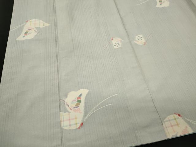平和屋着物■上質な紬　舞蝶文　正絹　逸品　CABF6724ou