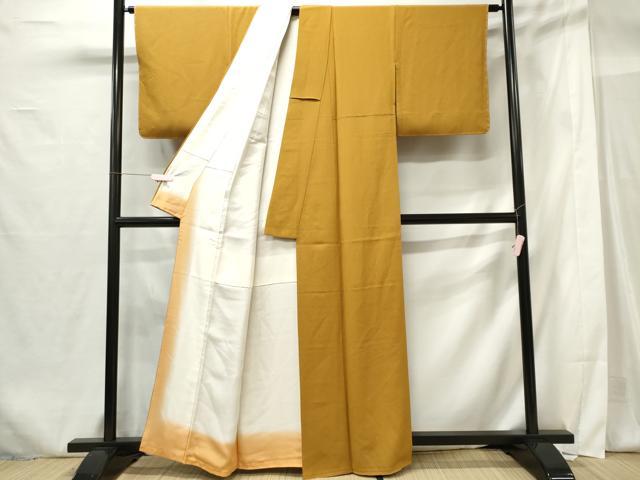 平和屋着物■上質な色無地 作家物 山吹茶色 正絹 逸品 未使用 CABF6734ou