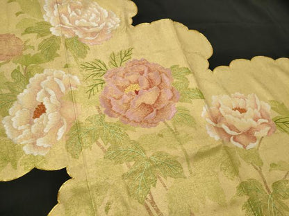 平和屋着物■豪華黒留袖 駒刺繍 牡丹 金彩 正絹 逸品 CABF6736ou