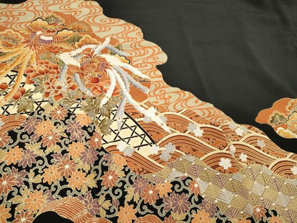 平和屋着物■豪華黒留袖 鳳凰花松文 金彩 正絹 逸品 CABF6746ou