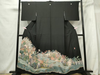平和屋着物■豪華黒留袖 作家物 飛鶴風景文 正絹 逸品 CABF6748ou