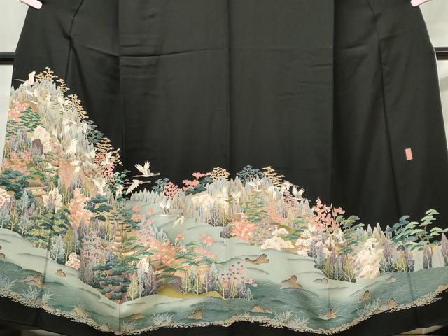平和屋着物■豪華黒留袖 作家物 飛鶴風景文 正絹 逸品 CABF6748ou