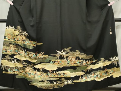 平和屋着物■豪華黒留袖 大名行列 本金箔 正絹 逸品 CABF6749ou