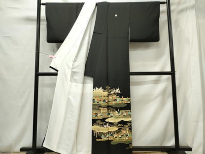 平和屋着物■豪華黒留袖 大名行列 本金箔 正絹 逸品 CABF6749ou