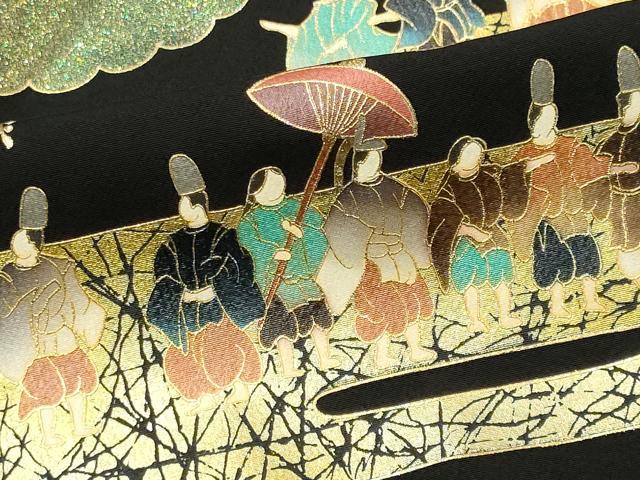 平和屋着物■豪華黒留袖 大名行列 本金箔 正絹 逸品 CABF6749ou