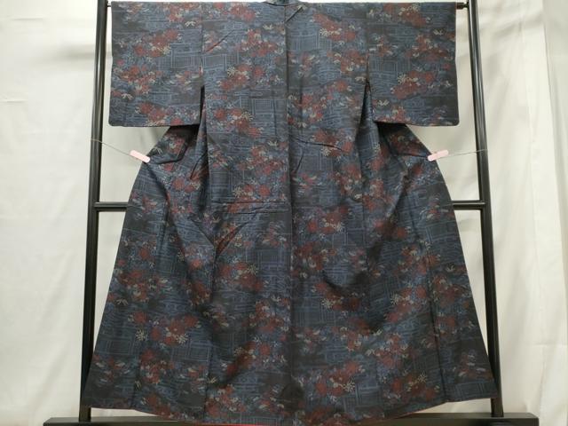 平和屋着物■上質な紬 風景花文 正絹 逸品 CABF6751ou