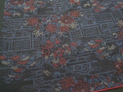 平和屋着物■上質な紬 風景花文 正絹 逸品 CABF6751ou