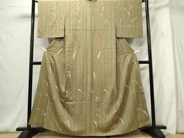 平和屋着物■上質な小紋 笹の葉文 金彩 ますいわ屋扱い 正絹 逸品 CABF6754ou