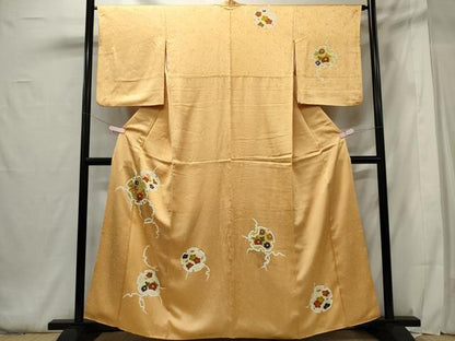 平和屋着物■訪問着 駒刺繍 雪輪花文 金彩 正絹 逸品 CABF6758ou
