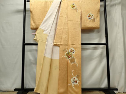 平和屋着物■訪問着 駒刺繍 雪輪花文 金彩 正絹 逸品 CABF6758ou