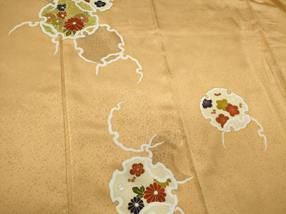 平和屋着物■訪問着 駒刺繍 雪輪花文 金彩 正絹 逸品 CABF6758ou