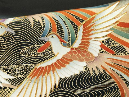 平和屋着物■豪華黒留袖 駒刺繍 地紙鳳凰花文 衣の年輪 暈し染め 金銀彩 正絹 逸品 未使用 CABF6760ou