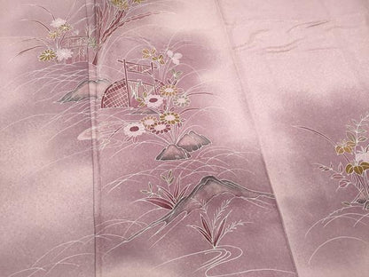 平和屋着物■訪問着 草花文 暈し染め 正絹 逸品 CABF6763ou