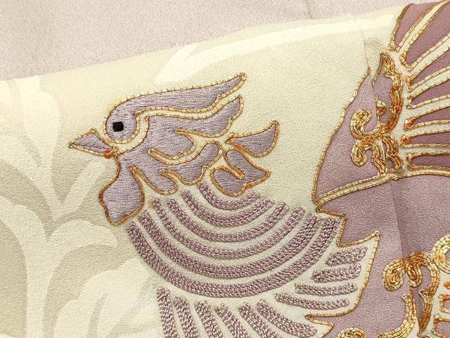 平和屋着物■豪華色留袖 駒刺繍 更紗花鳥文 正絹 逸品 CABF6769ou