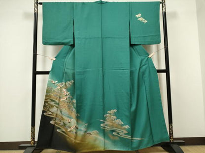 平和屋着物■訪問着 流水飛鶴松文 暈し染め 金彩 胴抜き仕立て 正絹 逸品 CABF6777ou