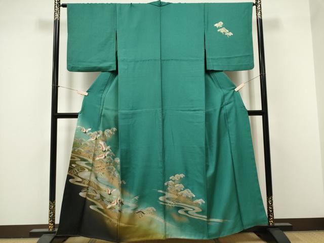 平和屋着物■訪問着 流水飛鶴松文 暈し染め 金彩 胴抜き仕立て 正絹 逸品 CABF6777ou