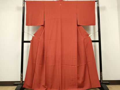 平和屋着物■上質な色無地　赤茶色　正絹　逸品　CABF6781ou
