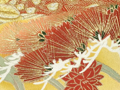 平和屋着物■豪華黒留袖　駒刺繍　孔雀松文　金彩　正絹　逸品　CABF6783ou