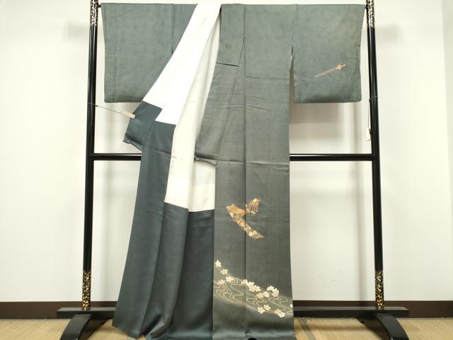 平和屋着物■訪問着　駒刺繍　簪花文　金彩　正絹　逸品　CABF6787ou