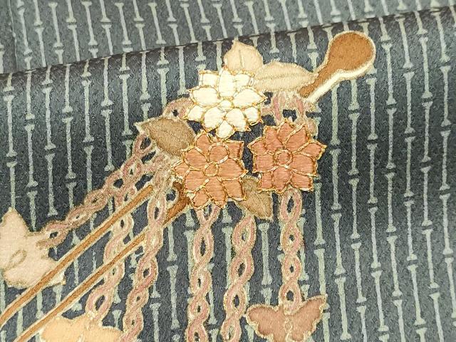 平和屋着物■訪問着　駒刺繍　簪花文　金彩　正絹　逸品　CABF6787ou