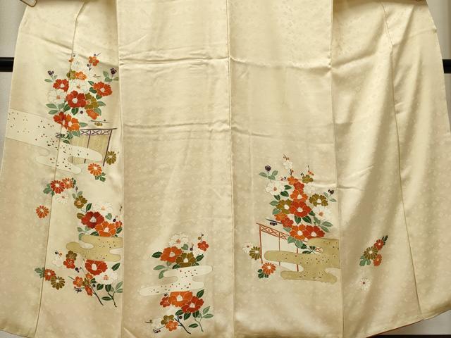 平和屋着物■訪問着　刺繍　草花文　正絹　逸品　CABF6790ou