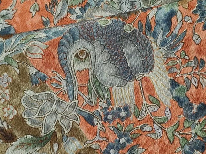 平和屋着物■上質な小紋　切嵌花鳥文　鬼しぼ縮緬　正絹　逸品　CABF6791ou