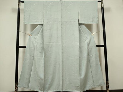 平和屋着物■上質な色無地　吉祥花地紋　藍白色　正絹　逸品　CABF6793ou
