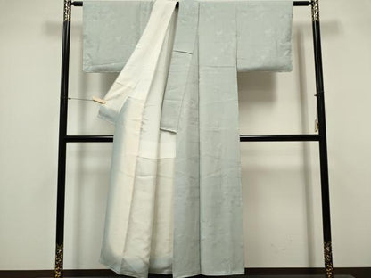 平和屋着物■上質な色無地　吉祥花地紋　藍白色　正絹　逸品　CABF6793ou