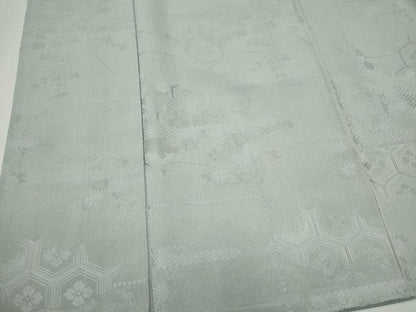 平和屋着物■上質な色無地　吉祥花地紋　藍白色　正絹　逸品　CABF6793ou