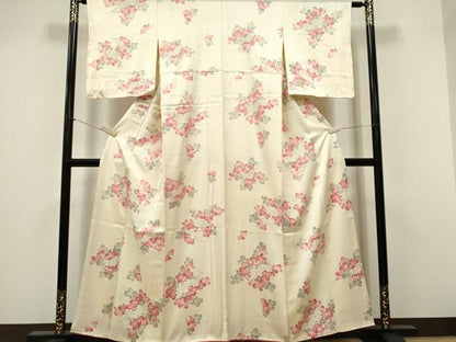 平和屋着物■上質な小紋　草花文　正絹　逸品　CABF6794ou