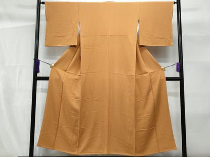 平和屋着物■ファッションデザイナー 花井幸子 色無地 土色 鬼しぼ縮緬 やまと誂製 正絹 逸品 CABF6892fb