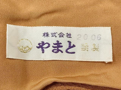 平和屋着物■ファッションデザイナー 花井幸子 色無地 土色 鬼しぼ縮緬 やまと誂製 正絹 逸品 CABF6892fb