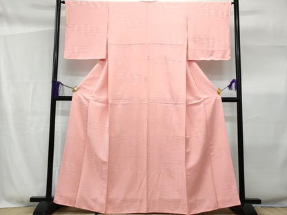 平和屋着物■上質な色無地 立波地紋 珊瑚色 正絹 逸品 未使用 CABF6896fb