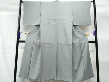 平和屋着物■上質な色無地 鹿の子地紋 灰青色 正絹 逸品 CABF6910fb
