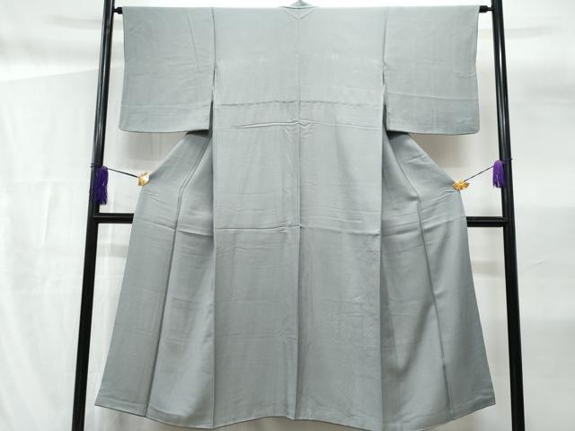 平和屋着物■上質な色無地 鹿の子地紋 灰青色 正絹 逸品 CABF6910fb