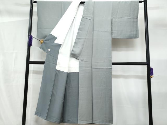 平和屋着物■上質な色無地 鹿の子地紋 灰青色 正絹 逸品 CABF6910fb