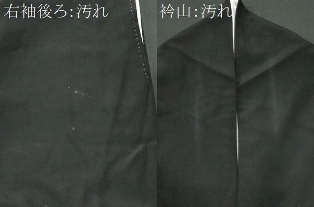 平和屋着物■黒留袖 エ霞飛鶴草花文 金銀彩 洗える着物 CABF6912fb